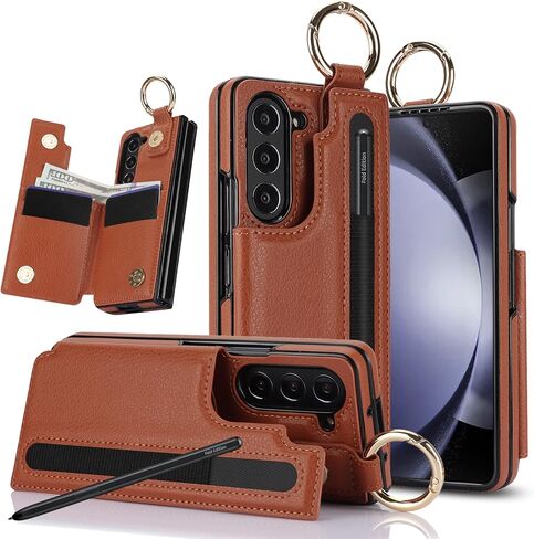 Asuwish Phone Case for Samsung Galaxy Z Fold 6 5G 2024 Wallet Cover with S Pen SPen Slot Credit Card Holder Stand Slim Rugged Mobile Purse Ring Cell Accessories ZFold6 Z6 G Fold6 6Z Women Men Black in Saudi Arabia