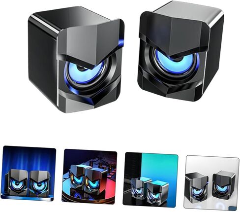 سماعات كمبيوتر USB صغيرة من NUOBESTY، صناديق مكبر صوت سلكية للكمبيوتر المكتبي والوسائط المتعددة مع صوت جهير، أسود، طاقة تيار مستمر 5 فولت، مناسبة للاستخدام المنزلي والمكاتب in Kuwait