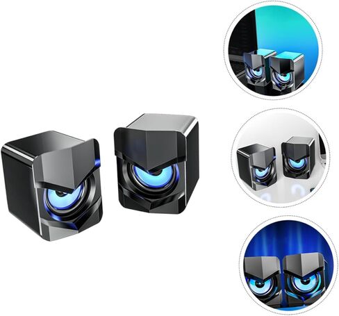 سماعات كمبيوتر USB صغيرة من NUOBESTY، صناديق مكبر صوت سلكية للكمبيوتر المكتبي والوسائط المتعددة مع صوت جهير، أسود، طاقة تيار مستمر 5 فولت، مناسبة للاستخدام المنزلي والمكاتب in Kuwait