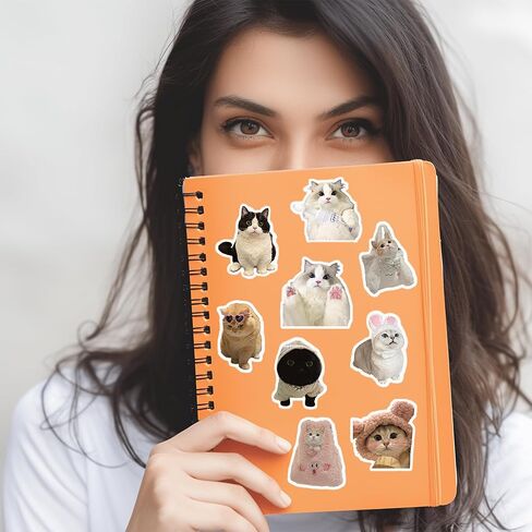 60 PCS Cute Cat Stickers for Water Bottle, Kawaii Cats Meme Sticker for Kids Adults, Funny Meme Kitten Waterproof Vinyl Decals for Laptop Guitar Suitcase-A10 in Kuwait