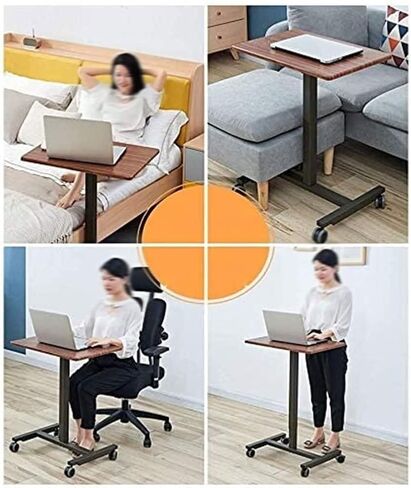Mobile Laptop Desk, Adjustable Height Rolling Desk, Mobile Portable Standing Desk, Pneumatic Sit Stand Desk Laptop Desk, in Kuwait