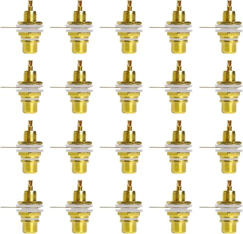 20 قطعة من مقبس RCA من سبائك الزنك - مقبس AV فردي مطلي بالذهب لتركيب لوحة الصوت والفيديو (موصل محوري) (أبيض × 20 قطعة) in Kuwait