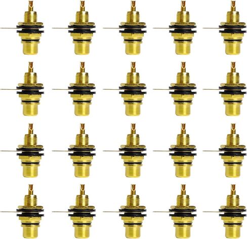 20 قطعة من مقبس RCA من سبائك الزنك - مقبس AV فردي مطلي بالذهب لتركيب لوحة الصوت والفيديو (موصل محوري) (أبيض × 20 قطعة) in Kuwait
