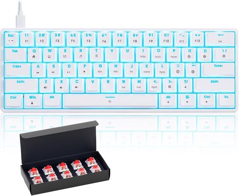 CHONCHOW Mechanical Mini Gaming Keyboard 60% Portable RGB Backlit with app Office Brown Switch Compact 61 Hotswap Key Macro Definiation Compatible with Windows Mac PC Laptop(Black) in Saudi Arabia