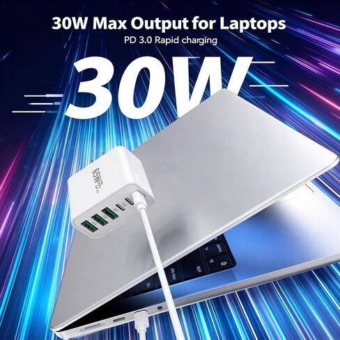 65W USB C Wall Charger Block, 2 Pack GaN 6-Port Charging Brick Fast Charger, 45W PD3.0 Power Adapter Plug Cube for iPhone 17/16/15/14 MacBook Air, iPad, Samsung for Home Travel in Kuwait