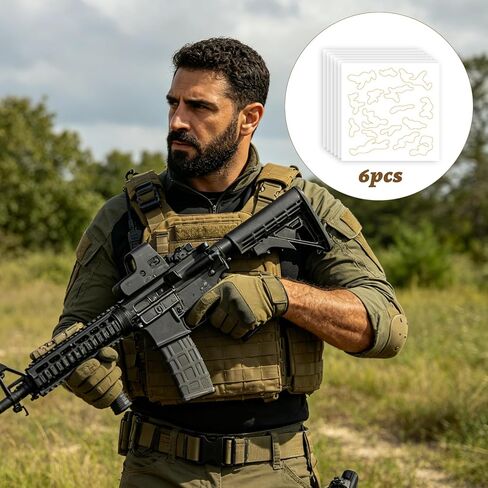 6 عبوات من استنسل لاصق مموه، 3 أنماط مموهة فريدة من نوعها، ملصقات مموهة قابلة لإعادة الاستخدام، قوالب لاصقة مموهة عسكرية لطلاء رش بندقية البندقية، معدات الصيد DIY ملحقات الطلاء المخصصة in Kuwait