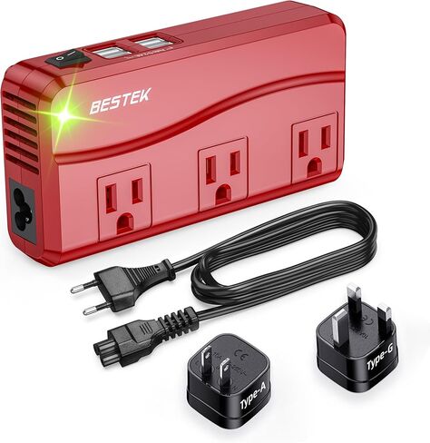 BESTEK Universal Travel Adapter 220V to 110V Converter | Voltage Converter US to Europe with 0-2.4A 4 Port USB Charging and UK/AU/US/EU Worldwide Plug Adapter in Kuwait