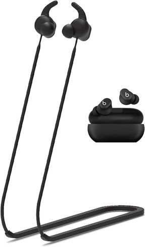 لحزام Beats Solo Buds، حبل رياضي من السيليكون الناعم المضاد لفقدان الحزام، إكسسوارات تصميم خاصة مضادة للانزلاق متوافقة فقط مع سلك حبل الرقبة Beats Solo Buds، أسود in Kuwait