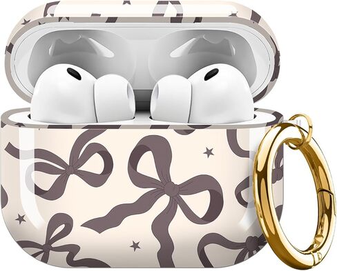 متوافق مع حافظة AirPods Pro 3 2025 للنساء والفتيات - غطاء واقي لطيف مقاوم للصدمات بإبزيم دائري ذهبي، حافظة ناعمة مضادة للسقوط لجهاز AirPod Pro 3rd Gen (ربطة عنق زرقاء) in Kuwait