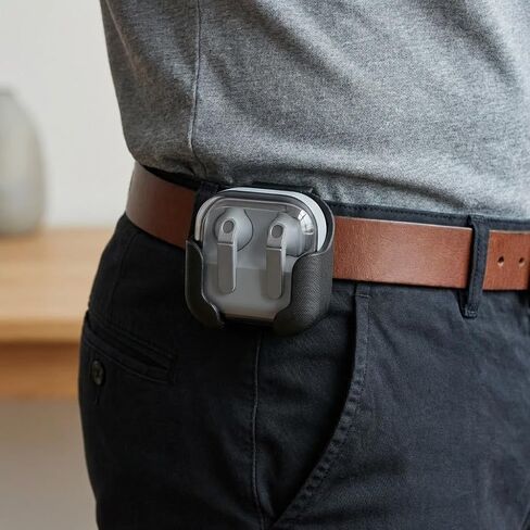 حافظة HoldMyGear Clip متوافقة مع حافظة شحن Samsung Galaxy Buds 4 - حامل حزام آمن بمشبك 1.5 بوصة، حافظة شحن مناسبة تمامًا، تصميم متين مطبوع ثلاثي الأبعاد، أسود in Kuwait