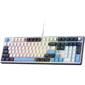 RK ROYAL KLUDGE X104 Wired Full Size Mechanical Gaming Keyboard, Metal Knob in Saudi Arabia