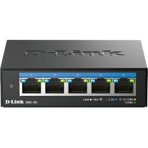 D-Link DMS-105 5-Port 2.5G Multi-Gigabit Unmanaged Desktop Switch with Five 2.5 Gigabit Ports, Fanless, Low Profile, Compact, Metal Housing, QoS, Plug and Play in Kuwait