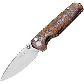 Folding Pocket Knife, 2.98" 14C28N Steel Blade Titanium Alloy Handle with Pocket Clip, Button Lock Knife for Outdoor Camping Hiking and Survival (PVD Black) in Kuwait