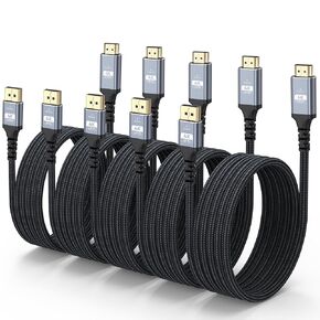 كابل DisplayPort إلى HDMI بطول 6 أقدام، 10 حزم، يدعم 4K عند 30 هرتز، 2K عند 60 هرتز، 1080 بكسل عند 120 هرتز، سلك DP مضفر من النايلون إلى HDMI أحادي الاتجاه للكمبيوتر والشاشة وبطاقة الرسومات والتلفزيون عالي الدقة وجهاز العرض in Kuwait
