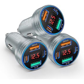 USB C Car Charger, 65W 4-Port Voltage Display Cigarette Lighter USB Charger in Saudi Arabia