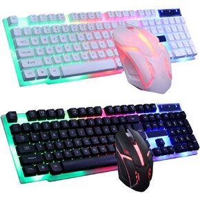 USB Game Keyboard and Mouse of Backlit Reconditioning Keyboard and Ergonomic Design Mouse for Regular Office Compute (White) in Kuwait