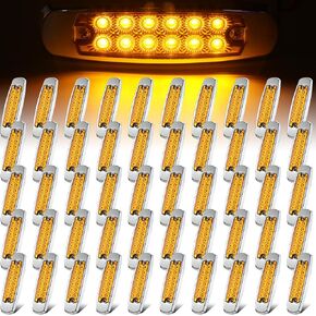 30 Pieces LED Side Marker Clearance Lamp 6.4 Inch Side Marker Lights Front Rear Side Marker Lamp 12 Diodes Trailer Trucks, Cab Marker, RV Marker Light Waterproof (Yellow) in Kuwait