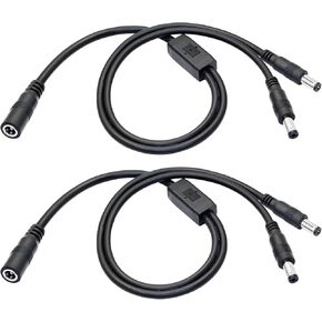 كابل مقسم الطاقة DC 5521 1 أنثى إلى 2 ذكر 1.5 قدم، 18AWG 5.5 × 2.1 مم سلك طاقة محول Y لكاميرات المراقبة وأضواء LED وأجهزة 5521 - عبوتان in Kuwait