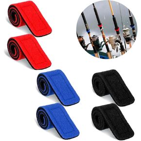 6 Pcs Fishing Rod Wrap Pole Straps Hook and Loop Fishing Rod Belts Ties Fishing Rod Belt Holders for Casting Rods Fishing Rod Ties Stretchy Fixing Strap for Fly Rod 3 Colors (2 Red, 2 Blue, 2 Black) in Kuwait