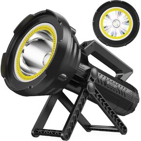 BUYSIGHT 2 في 1 أضواء كاشفة وكشافات قابلة لإعادة الشحن، Ture 1500LM 600 ياردة كشاف محمول مقاوم للماء، USB-C ضوء صيد قابل لإعادة الشحن مع فلتر أحمر (مجموعة سوداء) in Kuwait