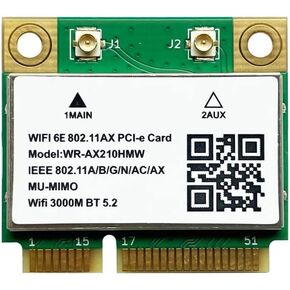 بطاقة الشبكة اللاسلكية AX210 نصف PCIe الصغيرة | 2.4 جيجابت في الثانية مع دعم بلوتوث 5.3 | قطعة استبدال HMC WLAN AX210.HMWG بطاقة Wi-Fi AX210HMW in Kuwait