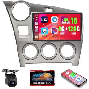 4+128GB Android 15 Car Radio for Toyota Matrix 2009-2014 Pontiac Vibe 2009 2010 Wireless Carplay Android Auto, 9" 1280 * 720P in-Cell Screen Car Stereo WiFi Bluetooth GPS EQ Backup Camera in Saudi Arabia