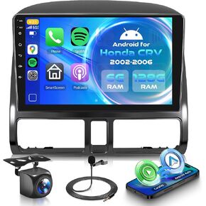8 Core 6G+128G Android Car Radio for Honda CRV 2002-2006 with Wireless CarPlay Android Auto, 9" Touchscreen Car Stereo Mirror Link GPS WiFi Bluetooth FM RDS DSP EQ SWC Backup Camera in Kuwait