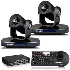 FoMaKo 30X Optical+16X Digital Zoom PTZ Camera, 1080P 60fps AI Auto-Tracking,for Industry Seminar Conference and Industry Lecture Live Streaming and Live Production(K30X2+KC608 Pro+P1000) in Kuwait