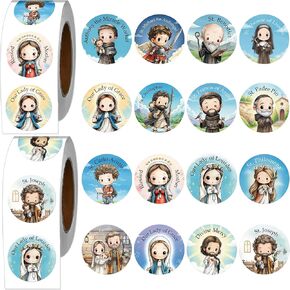 Christian Religious Stickers Roll - 1000 Pcs Catholic Saints Stickers, Cartoon Bible Jesus Sticker for Scrapbook Journal Envelope Card, Church Sunday School Easter Party Favor Supplies in Kuwait