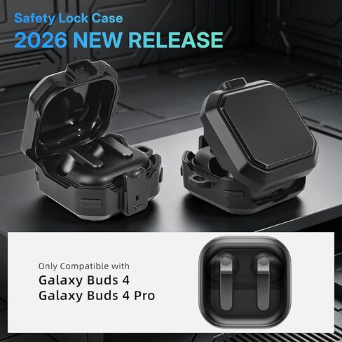 حافظة لهاتف Samsung Galaxy Buds 4 Pro وحافظة Galaxy Buds 4 مع قفل، مجموعة تنظيف، سلسلة مفاتيح، تدعم الشحن اللاسلكي، غطاء صلب مقاوم للصدمات لهاتف Galaxy Buds 4/4 Pro in Kuwait