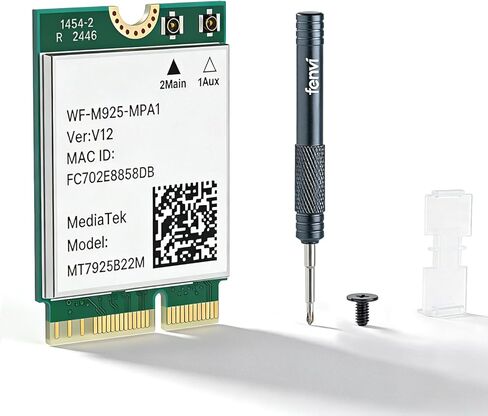 FENVI WiFi 7 BE6500 M.2 Wireless Card,Tri-Band 6G/5G/2.4Ghz Wi-Fi7 802.11be 6.5Gbps Network Adapter for Laptop/PC, WPA3,OFDMA MU-MIMO,with Bluetooth 5.4, Support Intel/AMD Windows 10/11 (64-Bit) in Kuwait