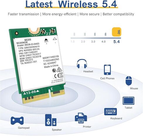 بطاقة WiFi 6E PCIe WiFi، MINI PCIE 6 جيجا هرتز 5 جيجا هرتز 2.4 جيجا هرتز محول لاسلكي ثلاثي الموجات، BT5.3، دعم OFDMA MU MIMO، زمن الوصول المنخفض، تشفير WPA3، لـ 11 10 in Kuwait