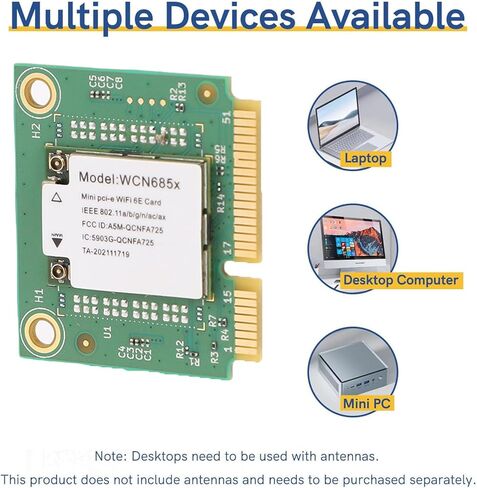 بطاقة WiFi 6E PCIe WiFi، MINI PCIE 6 جيجا هرتز 5 جيجا هرتز 2.4 جيجا هرتز محول لاسلكي ثلاثي الموجات، BT5.3، دعم OFDMA MU MIMO، زمن الوصول المنخفض، تشفير WPA3، لـ 11 10 in Kuwait