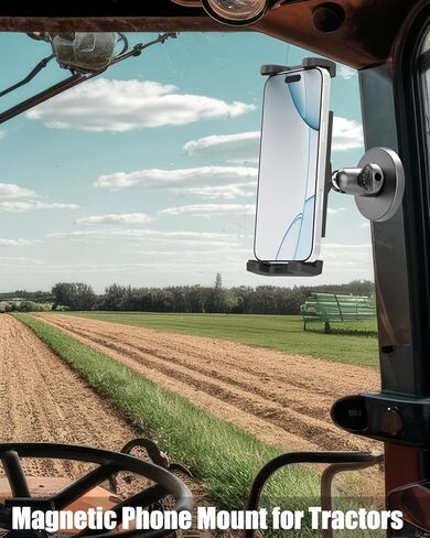 Charchendo Magnetic Portable Metal Phone Mount for Tractor [Powerful Magnet], Phone Holder for Heavy Equipment Metal Surface, Fit 17 16 15 14 13 12 Pro Plus Max Mini and 4-7" Phones with Thick Cases in Kuwait