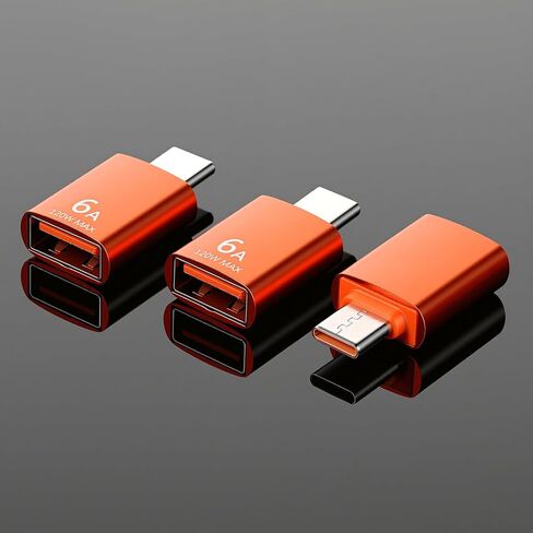 10 عبوات من محول USB A أنثى إلى USB C ذكر، 10 جيجابت في الثانية 120 وات برتقالي سريع نقل البيانات من النوع C ذكر إلى USB3.1 أنثى OTG محول للهواتف الذكية والكمبيوتر المحمول ولوحة المفاتيح in Kuwait