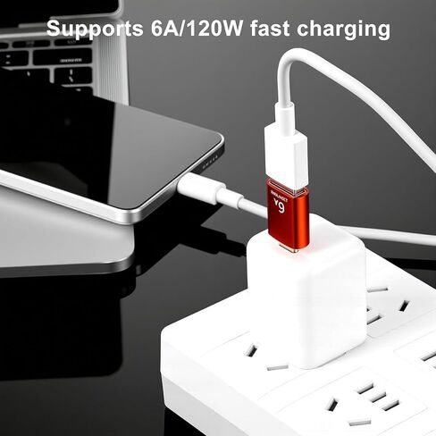 10 عبوات من محول USB A أنثى إلى USB C ذكر، 10 جيجابت في الثانية 120 وات برتقالي سريع نقل البيانات من النوع C ذكر إلى USB3.1 أنثى OTG محول للهواتف الذكية والكمبيوتر المحمول ولوحة المفاتيح in Kuwait