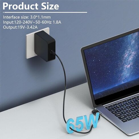 شاحن كمبيوتر محمول Hafiuege 65W متوافق مع Acer Swift 1 3 5 SF113-31 SF114-31 SF114-32 Chromebook R11 11 13 14 15 CB3 CB5 C720 Spin 1 3 5 محول سلك إمداد الطاقة in Kuwait