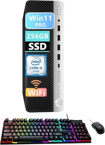 كمبيوتر مكتبي HP ProDesk 600 G5 SFF للأعمال، Core i5-9500، ذاكرة الوصول العشوائي 8 جيجابايت، 256 جيجابايت SSD، WiFi، BT، الماوس ولوحة المفاتيح، Windows 11 Pro (متجدد) in Kuwait