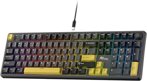 RK ROYAL KLUDGE X104 Full Size Mechanical Keyboard, Wired Creamy Gaming Keyboard with Number Pad and Knob,104 Keys Computer Keyboard Linear Switch,RGB Backlit,Online Software for Wins/Mac in Saudi Arabia