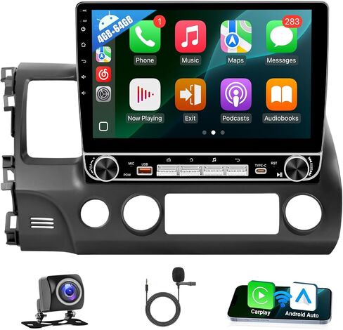 Leadfan Car Stereo Radio for Honda Civic 2006 2007 2008 2009 2010 2011 Wireless Apple CarPlay Android Auto, 10.1 Inch Touch Screen GPS Navigation Bluetooth WiFi Backup Camera Split Screen in Saudi Arabia