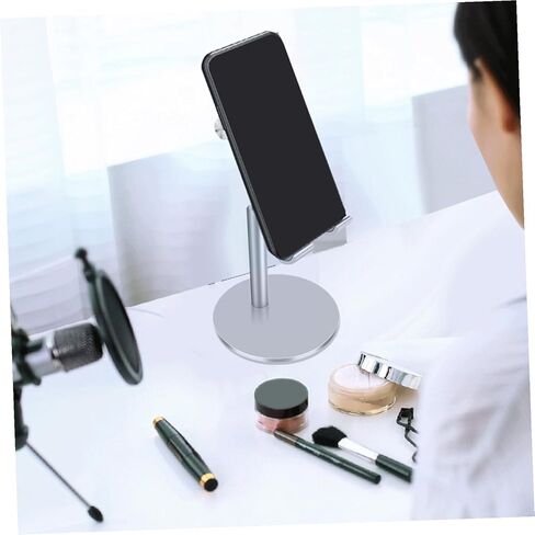 HOMSFOU Telescopic Phone Holder Rotatable Desktop Stand for Smartphones and Tablets Silver Home Office and Study Use Reduces Neck Pain in Kuwait