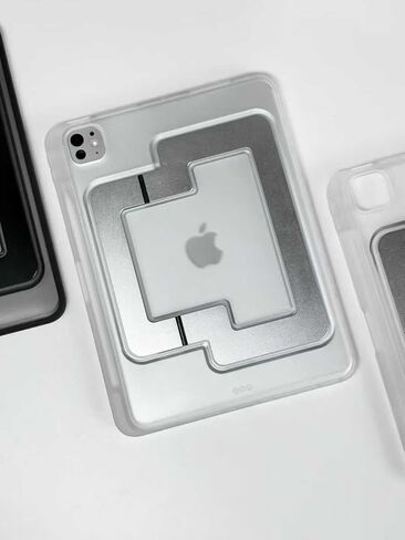 متوافق مع حافظة iPad مقاس 12.9 بوصة مع مسند معدني، وغطاء خلفي شبه شفاف مع حامل أقلام مدمج (أسود، 12.9) in Kuwait