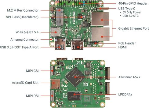 Cubie A5E ، وحدة المعالجة المركزية ذات 8 نواة ، منافذ Gigabit Ethernet المزدوجة ، تدعم M.2 2230 NVME SSD ، كمبيوتر لوح واحد in Kuwait