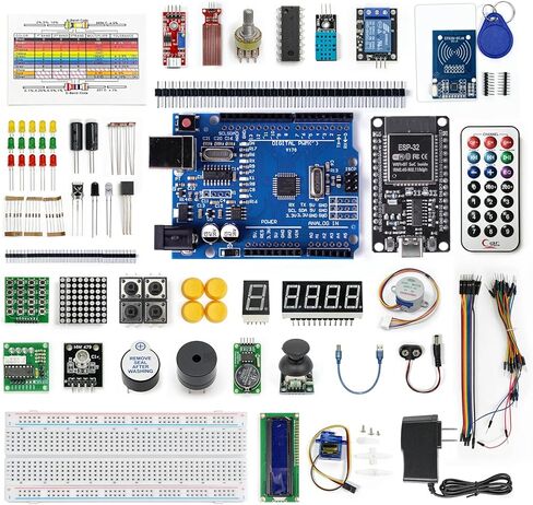 UNO R3 وESP32 متوافق مع Arduino IDE، مجموعة البدء الأساسية الشاملة لمشروع UNO مع كابل USB، لوحة تطوير WiFi ESP32، إنترنت الأشياء للمهندسين المبتدئين in Kuwait