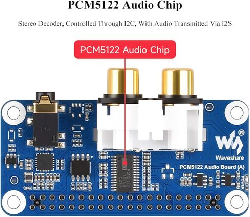 بطاقة صوت PCM5122 HiFi I2S DAC متوافقة مع Raspberry Pi 5/4B/3B+/3B/Pi Zero W/Zero 2W/Pico W/Pico 2W، بناءً على رأس Pi 40PIN GPIO، تشفير/فك تشفير ستيريو، دعم تشغيل الصوت in Kuwait