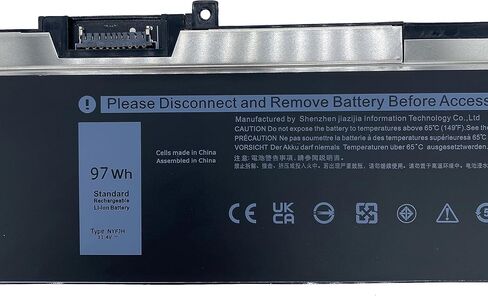بطارية كمبيوتر محمول بديلة NYFJH 11.4V 97Wh متوافقة مع Dell Precision 7530 7730 7540 7740 Series Notebook P34E P74F Series 5TF10 0WMRC GW0K9 0NYFJH 5TF10 in Kuwait