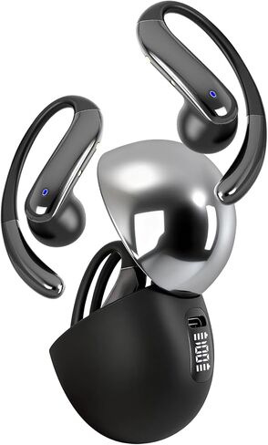 Open Ear Clip Wireless Earbuds Bone Conduction Headphones, Bluetooth 5.4, Open Ear Design for Running Fitness,Office，Built-in Mic, IPX7 Waterproof, LED Display Charging Case,Ear Hooks Ear Buds in Kuwait