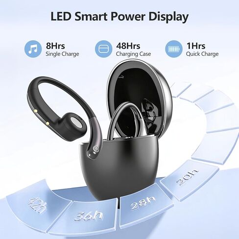 Open Ear Clip Wireless Earbuds Bone Conduction Headphones, Bluetooth 5.4, Open Ear Design for Running Fitness,Office，Built-in Mic, IPX7 Waterproof, LED Display Charging Case,Ear Hooks Ear Buds in Kuwait