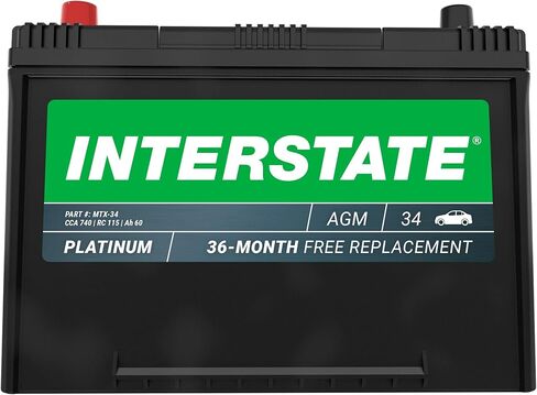 Interstate Batteries Automotive Battery 12V 70Ah (Group Size H6, 48) 760CCA SLI AGM Automobile Replacement Battery for Cars, SUVs, Sedans, Trucks (MTX-48/H6) in Saudi Arabia