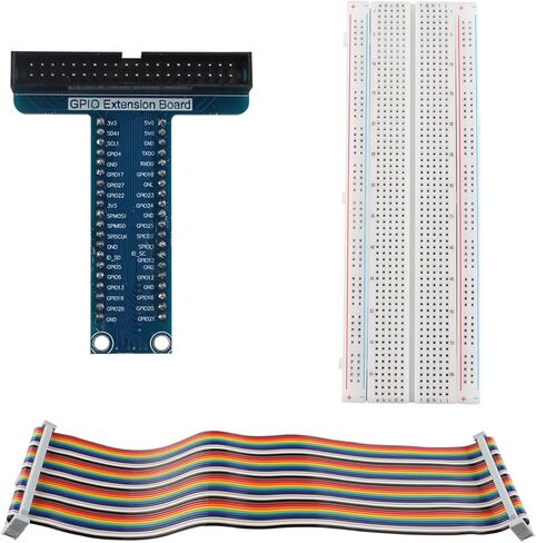 ZDE T-Type GPIO Breakout Expansion Board + 40pin GPIO Flat Ribbon Cable + Breadboard Compatible with Raspberry Pi 5 4B 3B+ 3B 2B B+ in Kuwait